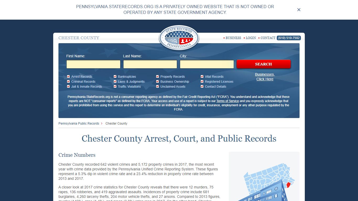 Chester County Arrest, Court, and Public Records