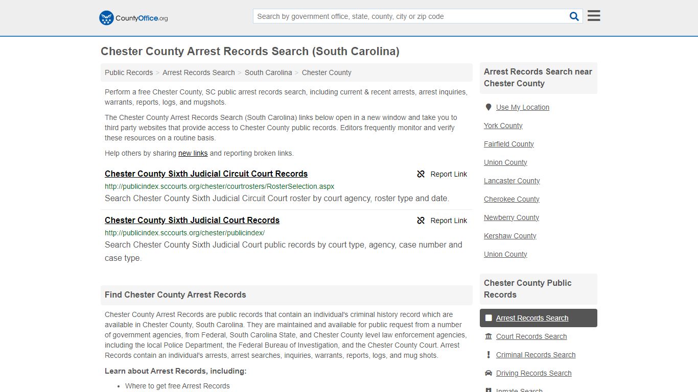 Arrest Records Search - Chester County, SC (Arrests & Mugshots)