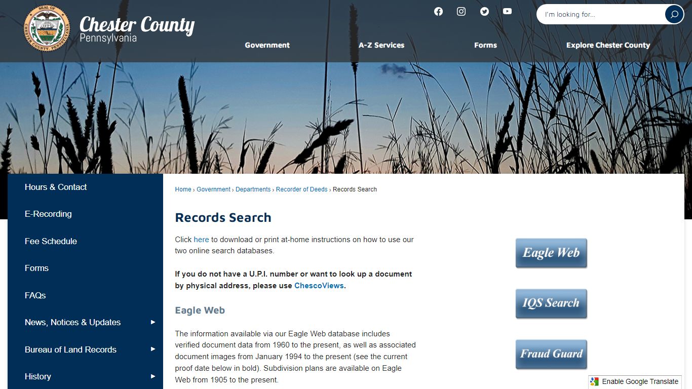 Records Search | Chester County, PA - Official Website